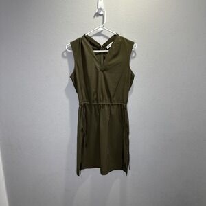 Calvin Klein Womens Sleeveless Cinched Waist Tie V-Neck Casual Green Dress 4